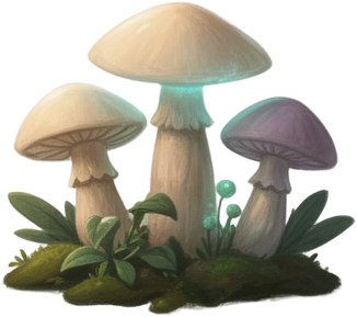 Whimsical Mushroom Cluster