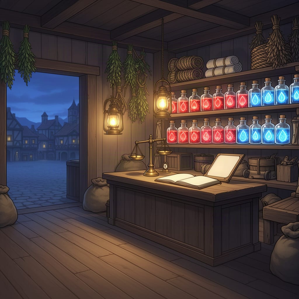 Image: Richly detailed anime JRPG background art, painter