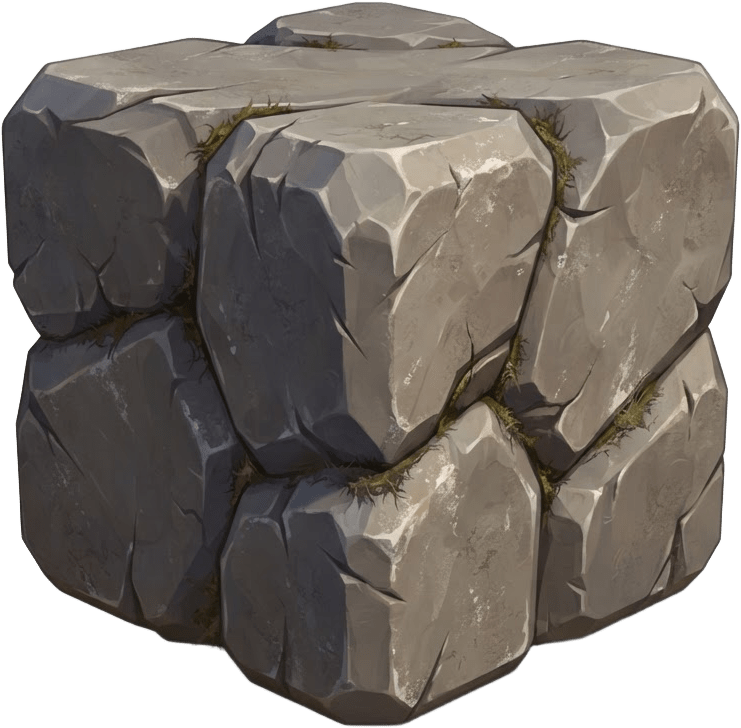 Image: Isolated solid volumetric cliff rock CHUNK for a m