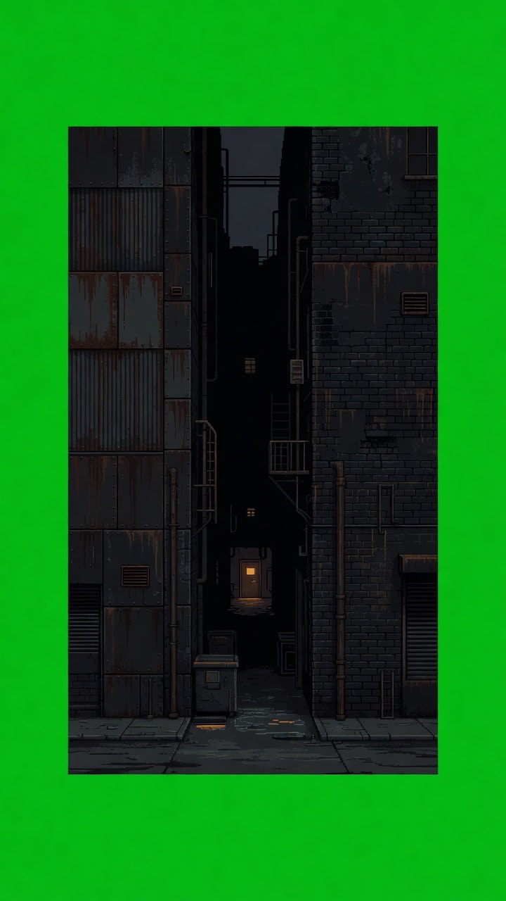Industrial Factory Alley Facade (Pixel Art)