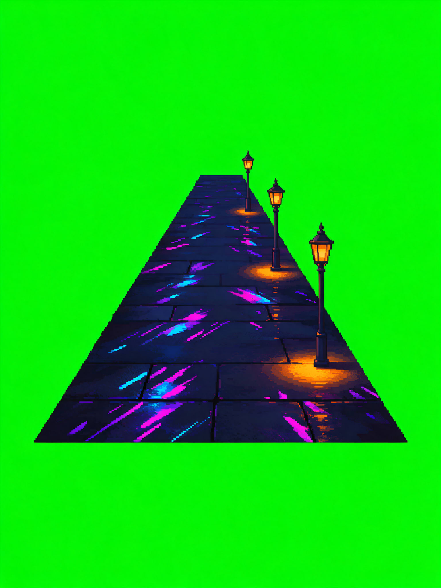 Alley Path Sprite - Forward One-Point Perspective (Chroma-Key Green)