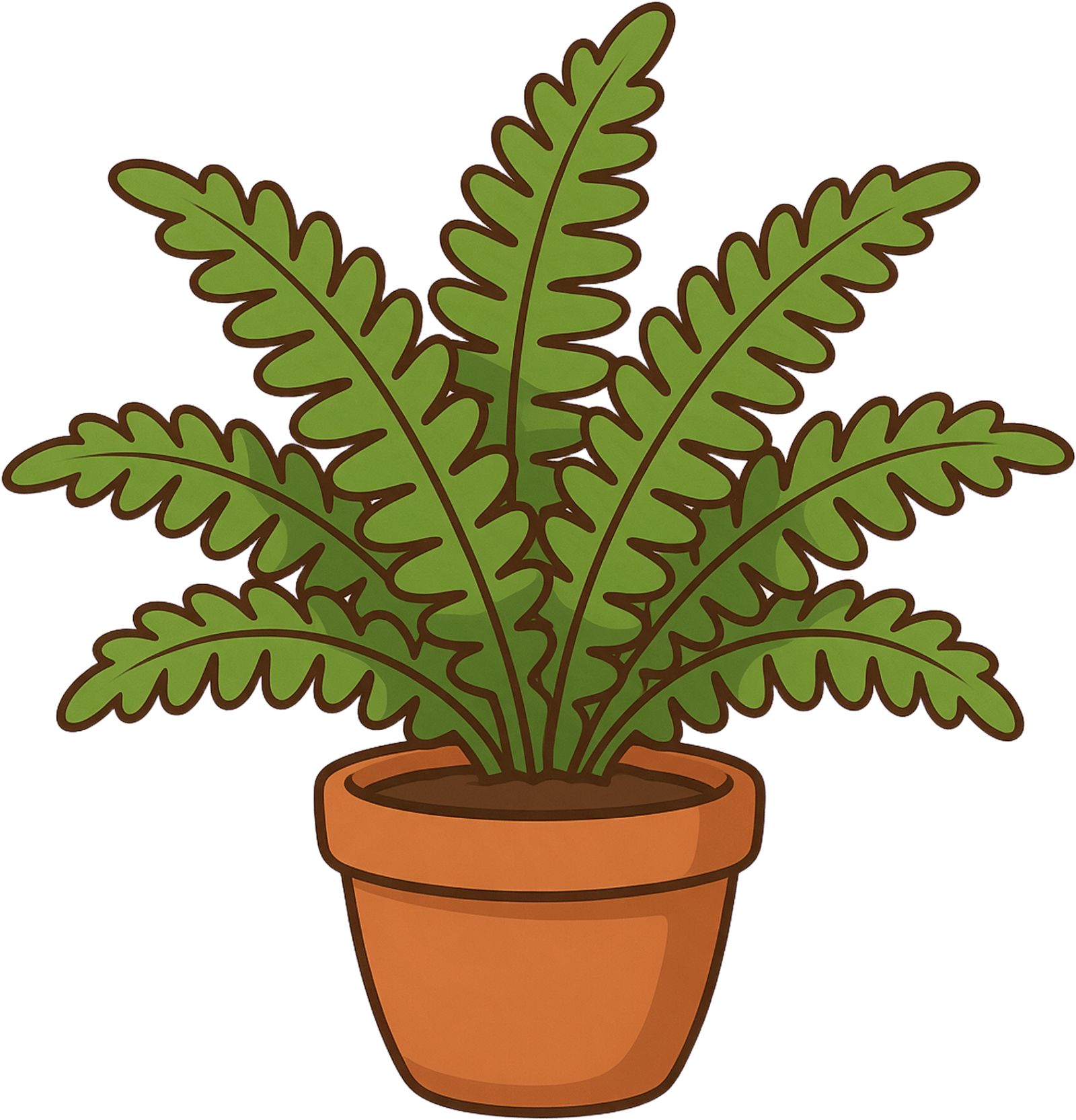 Potted Fern in Terracotta Pot - Front-On Sprite Style Test