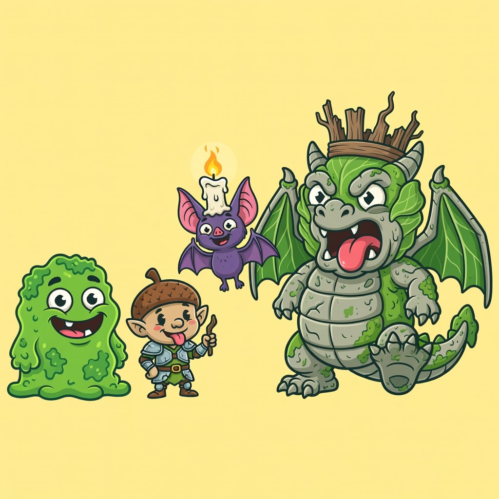 Mosswood Enemies and Cabbage Dragon Boss