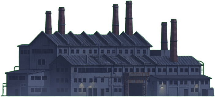 Distant Industrial Factory Building (Green Screen)
