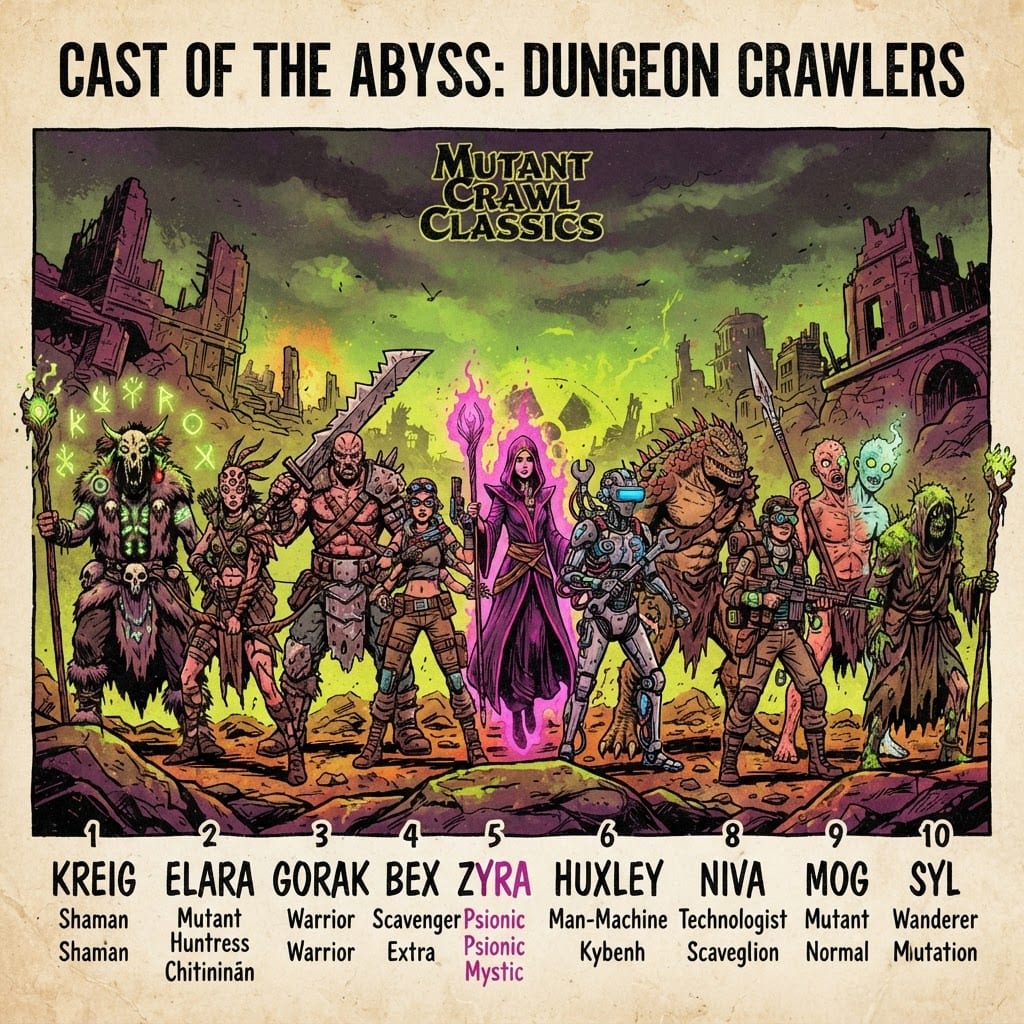 Image: Cast lineup of 10 distinct post-apocalyptic advent