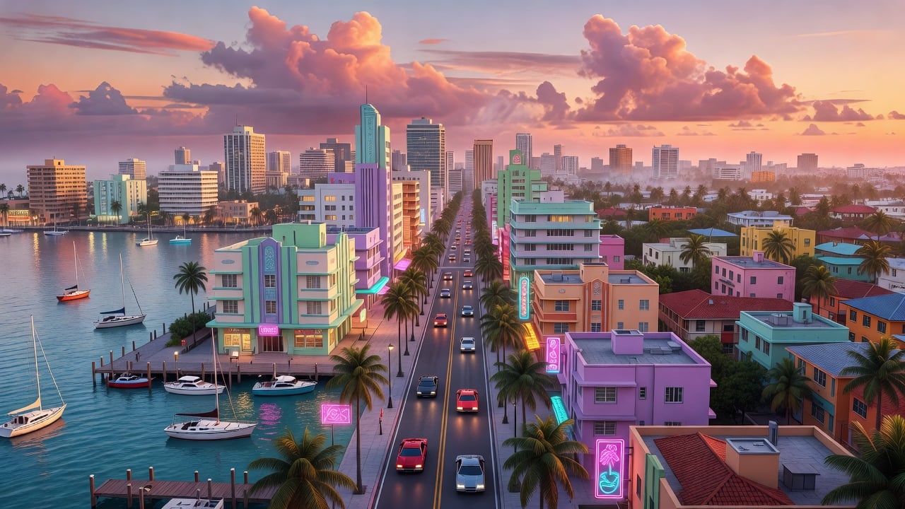 Neon Coastal City Concept