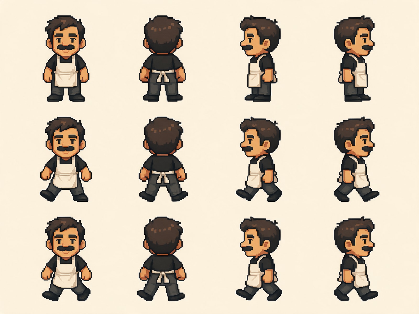 Cafe barista sprite sheet