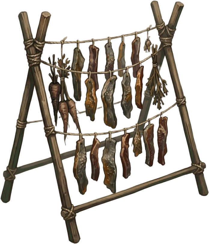 Image: Game inventory icon of a simple wooden drying rack