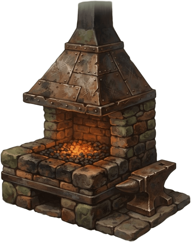 Image: Game inventory icon of a blacksmith forge: a brick