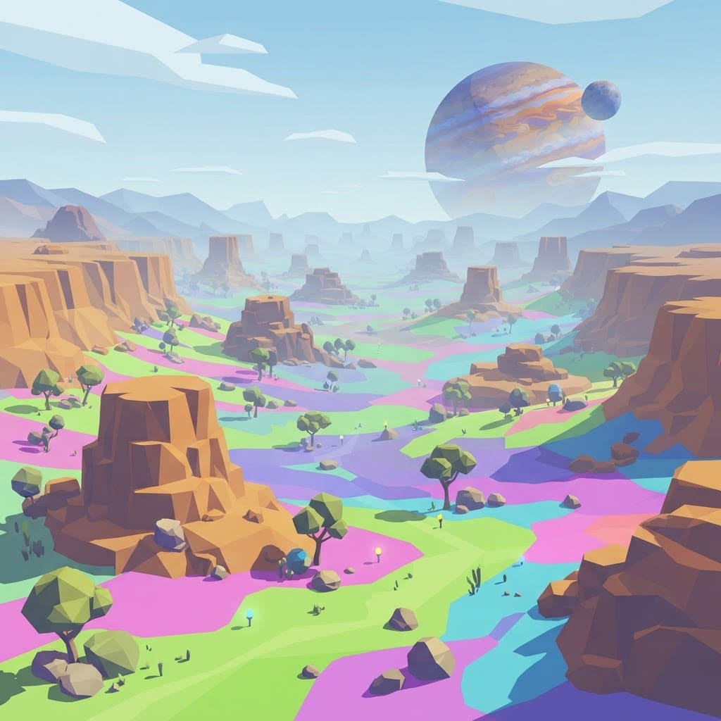 Image: Vast alien valley basin stretching for kilometres,