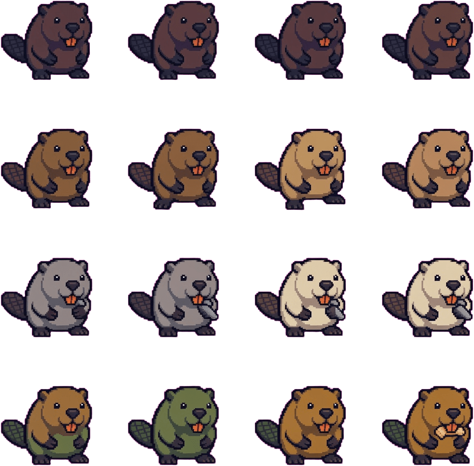 Bieber Arbeitstier Spritesheet 32x32