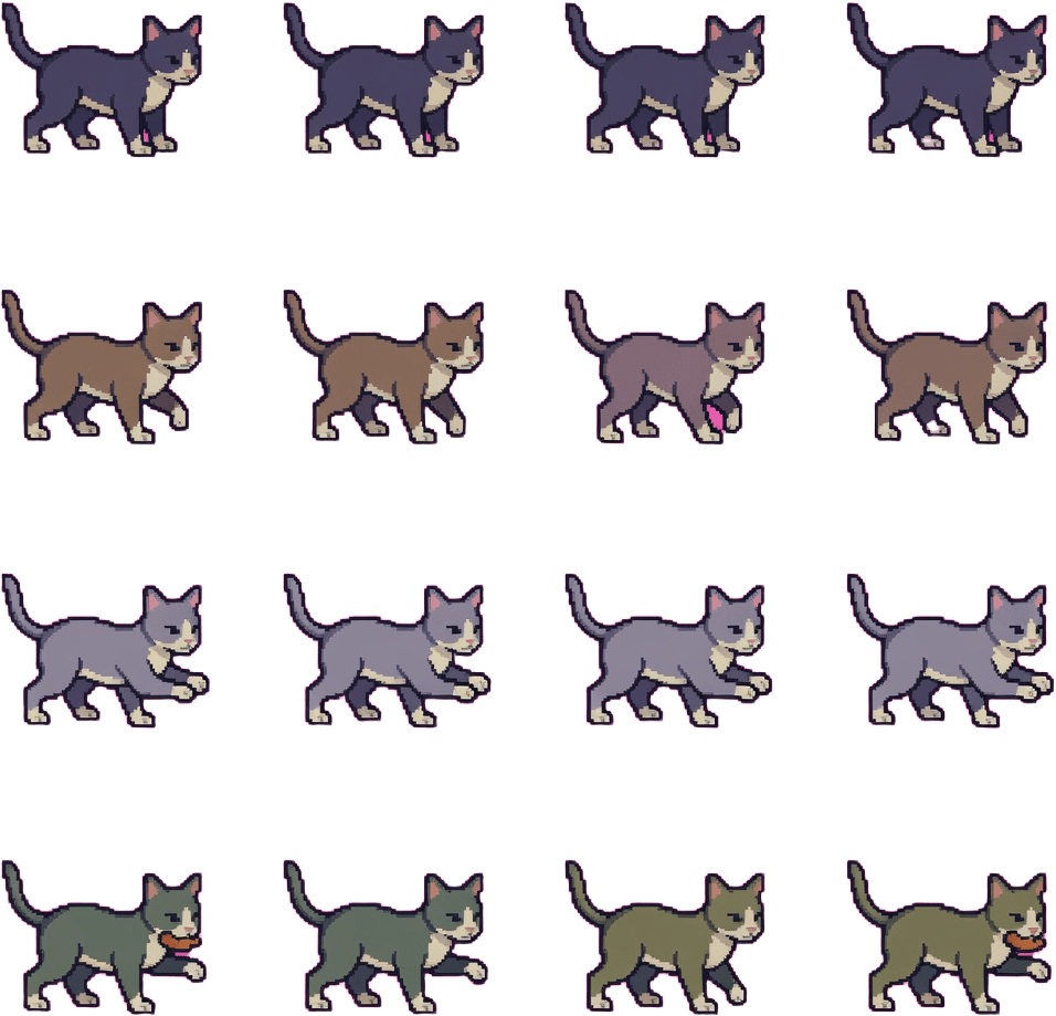 Katze Arbeitstier Spritesheet 32x32