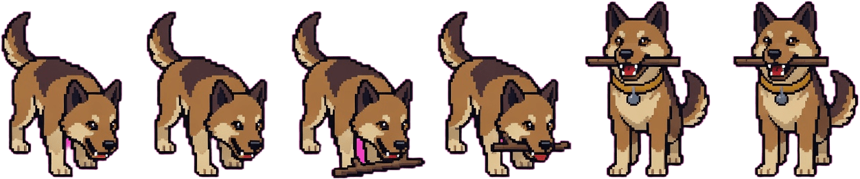 Hund aufheben - 6 Frames 32x32