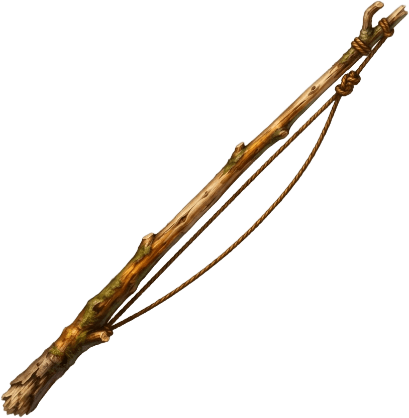 Image: a simple fishing rod made from a peeled sapling wi
