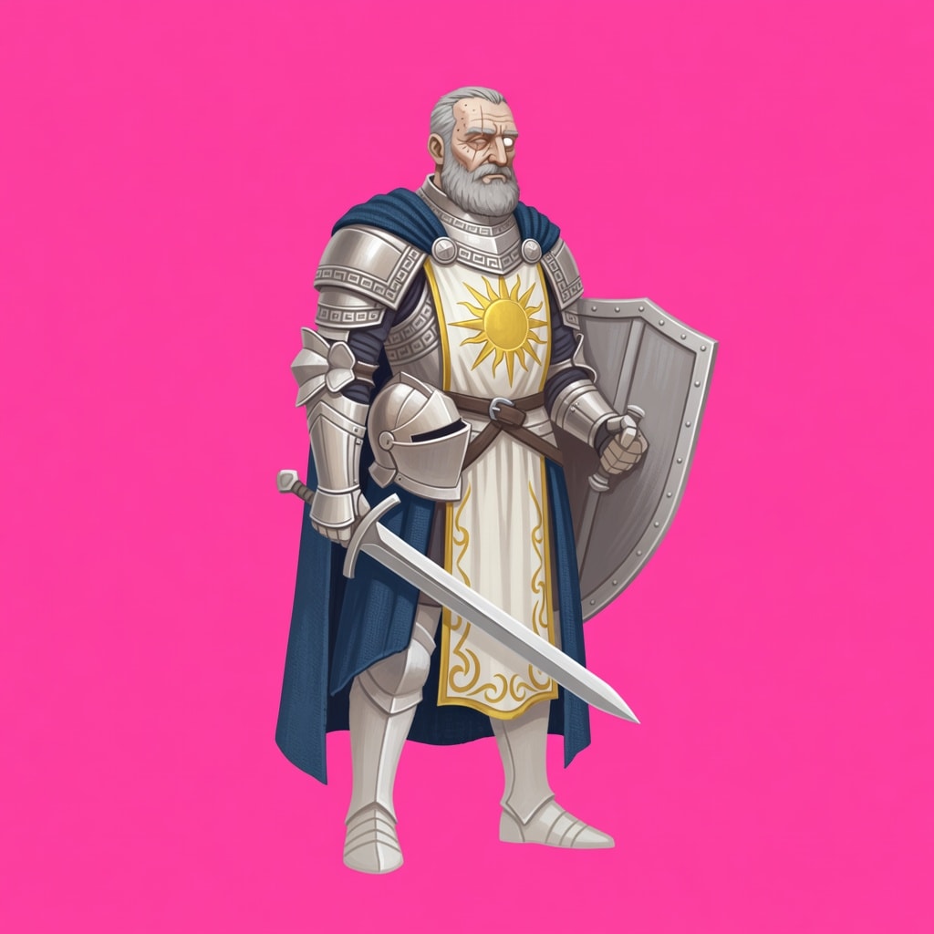 Ser Aldric - Cutout Rig Pose (Magenta, v3 - separated silhouette)