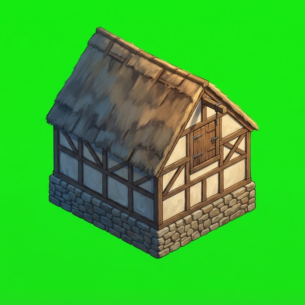 Image: a medieval GRANARY: a timber-framed grain store wi