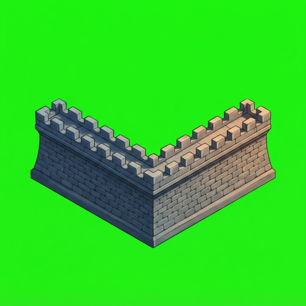 Image: a CORNER section of a defensive STONE curtain wall