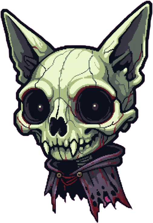 Gato esqueleto - Cráneo pixel art