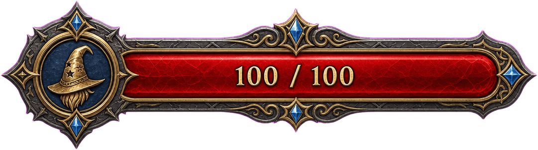 Medieval Wizard Health Bar HUD