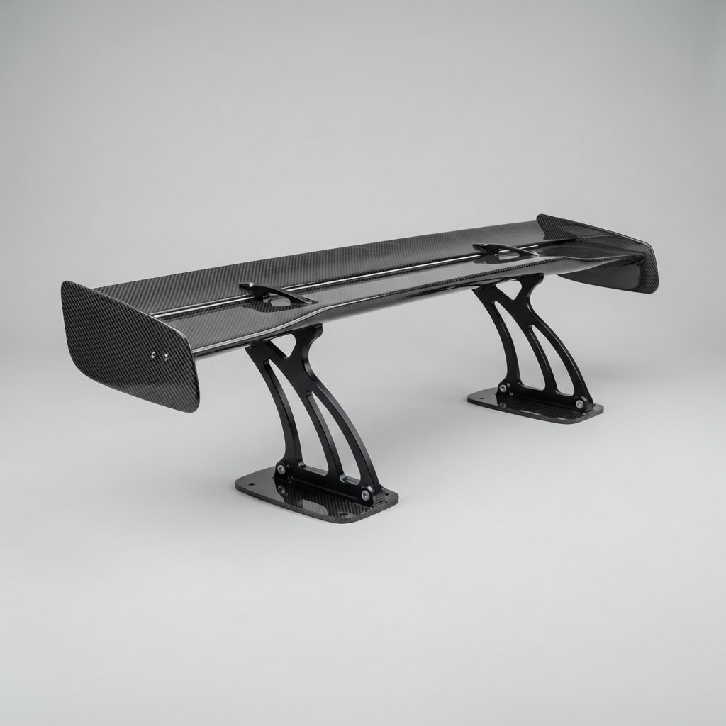 Image: Studio product photograph of a carbon fibre rear w
