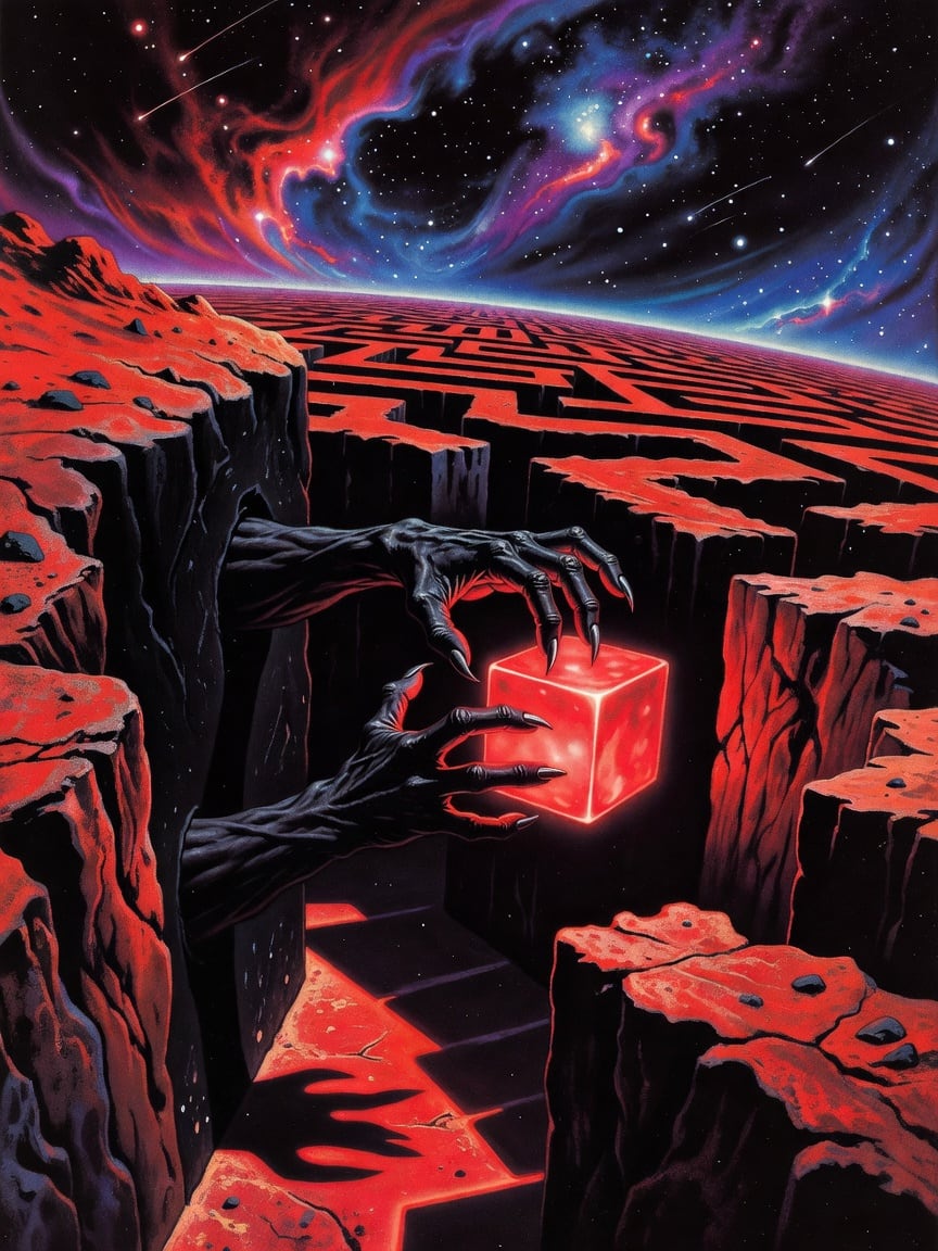 Copertina anni 80 - Mani nere e cubo