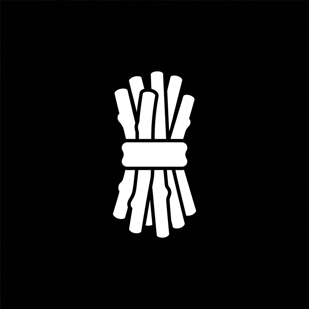 Image: a simple bundle of sticks tied in the middle with