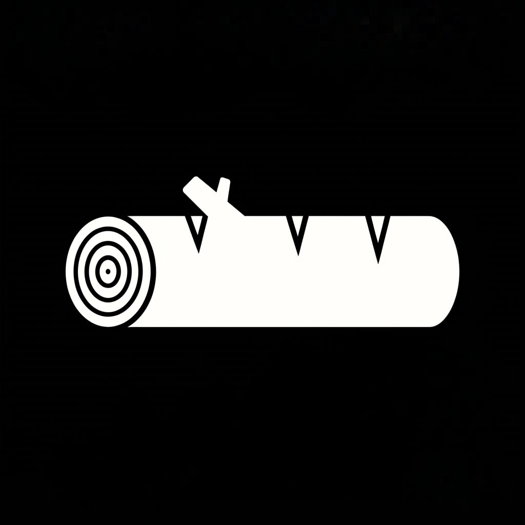 Image: a simple single log seen from the side with bark t