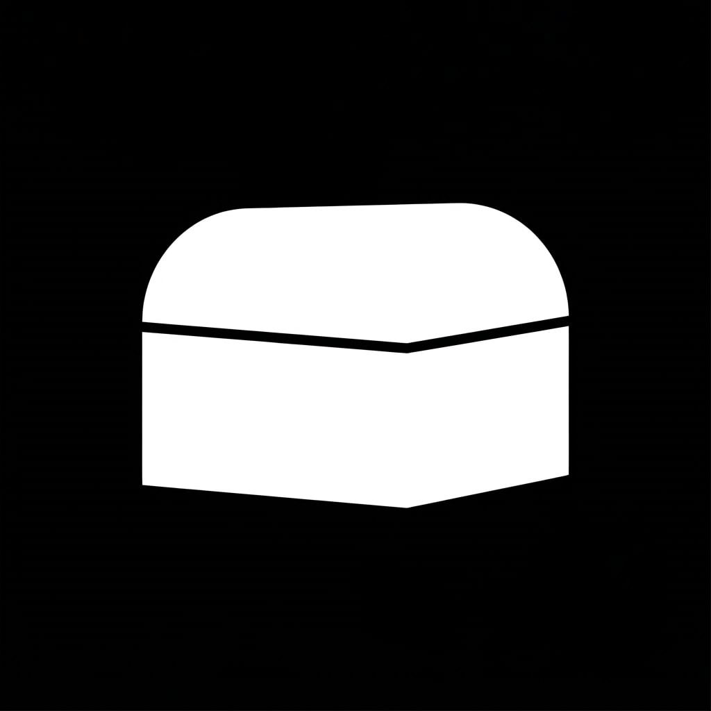 Image: a simple closed wooden chest with a curved domed l