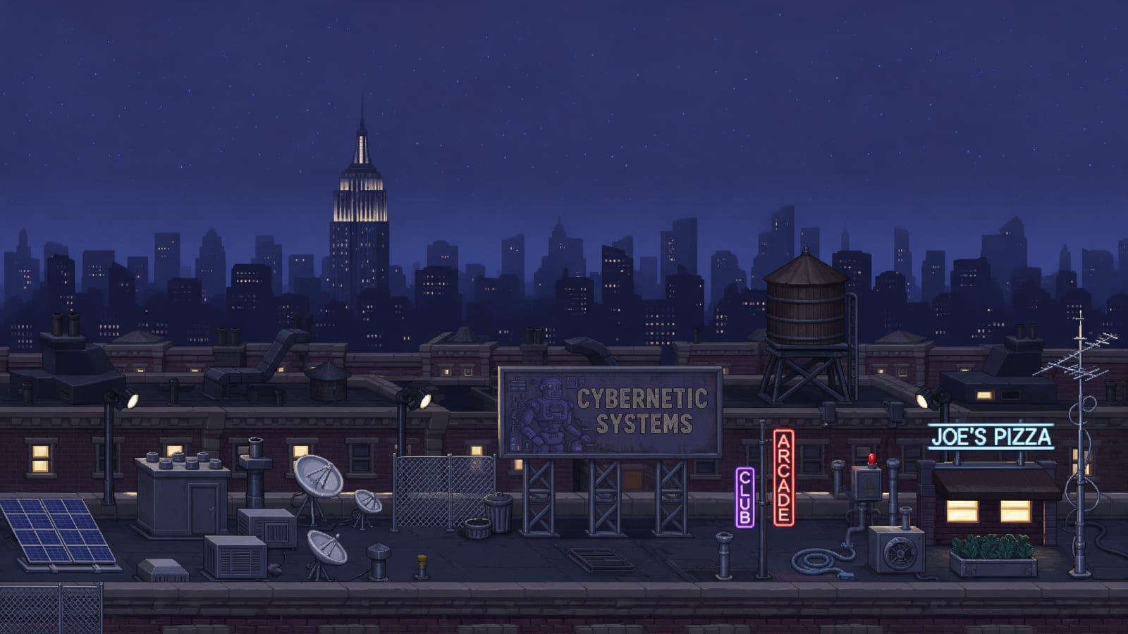 Rooftop Night Stage Backdrop Wide