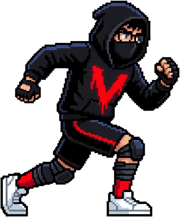 Hooded Hero Run Frame 3 Contact