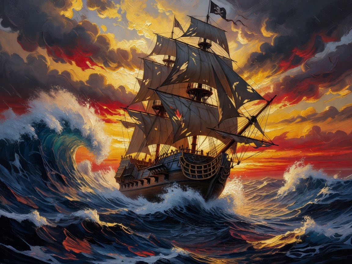 Painting - Ship on Rough Sea