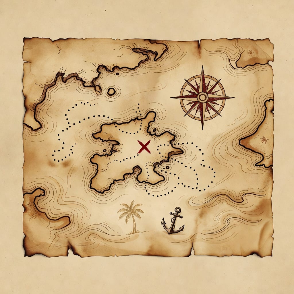 Painting - Treasure Map on Parchment