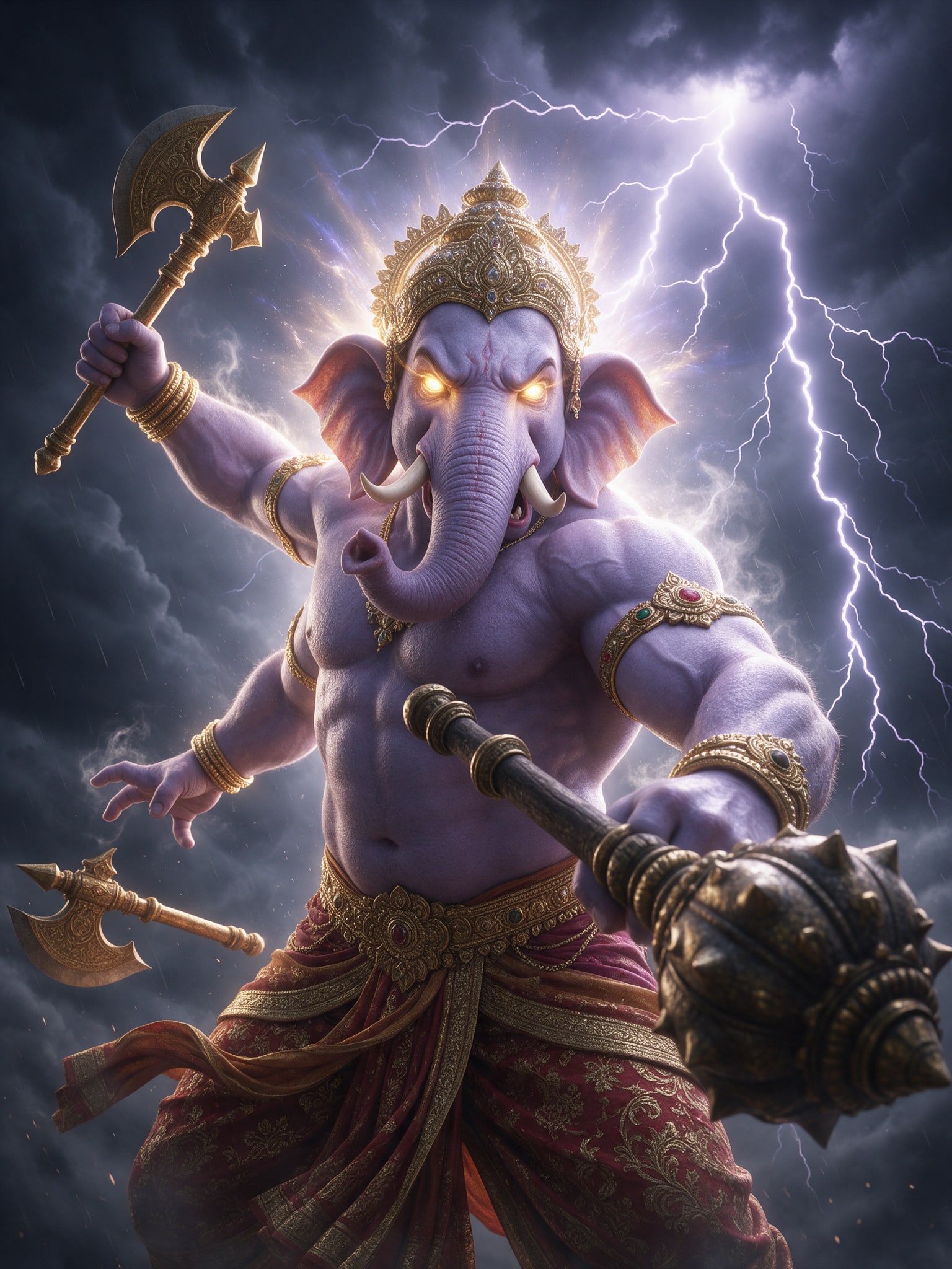 Enraged Lord Ganesha Storm Portrait