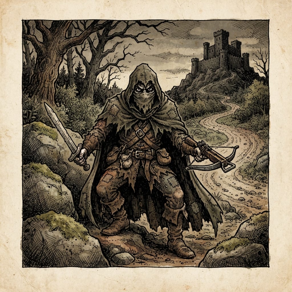 Image: Old-school tabletop RPG rulebook interior illustra