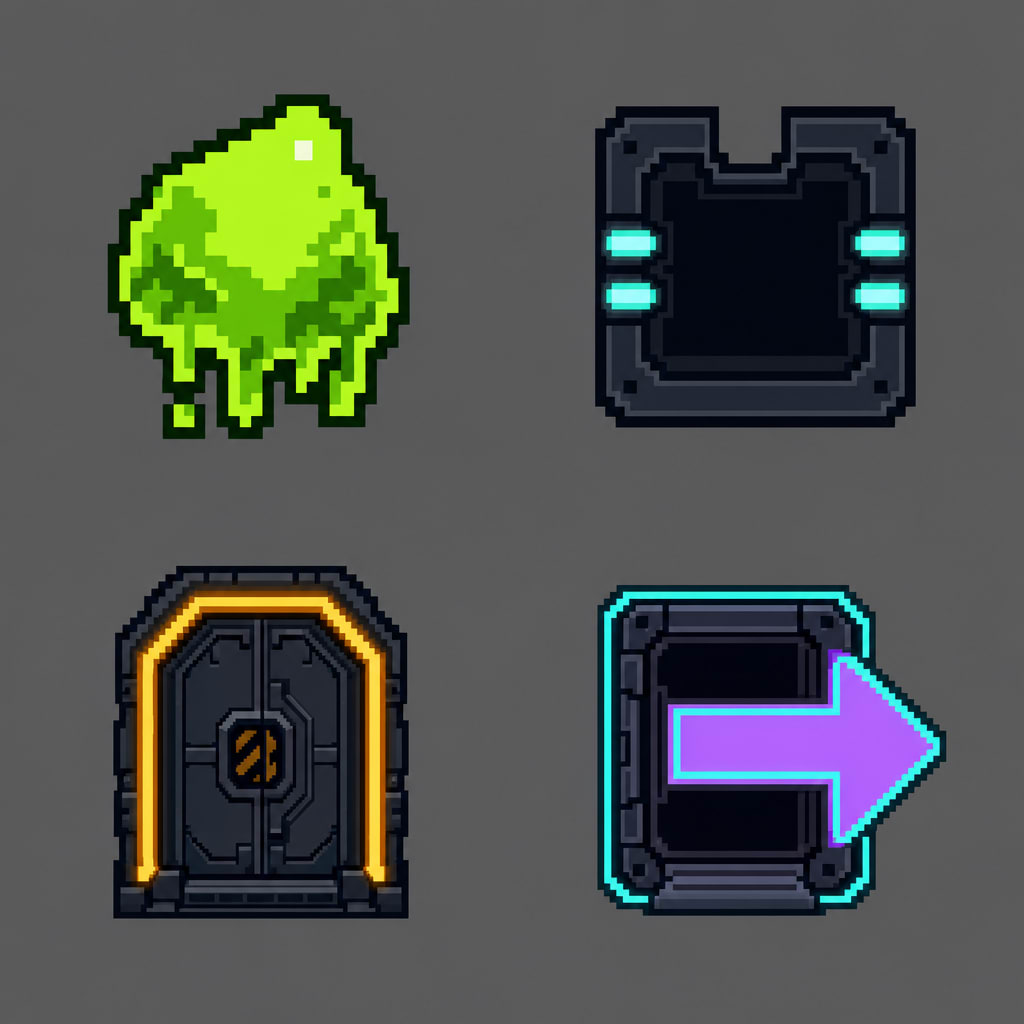 Neon Pixel UI Icon Set