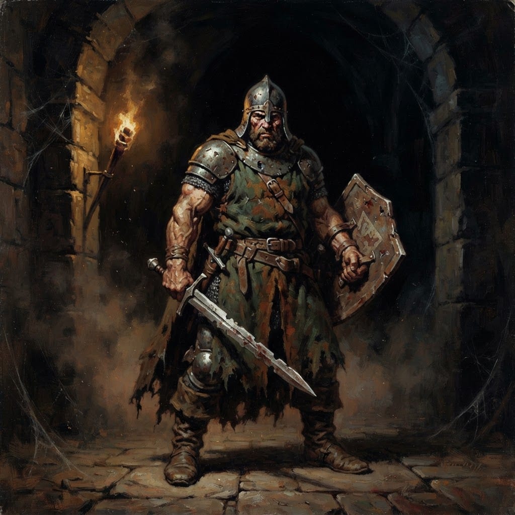 Image: Painted paperback cover illustration in the style 