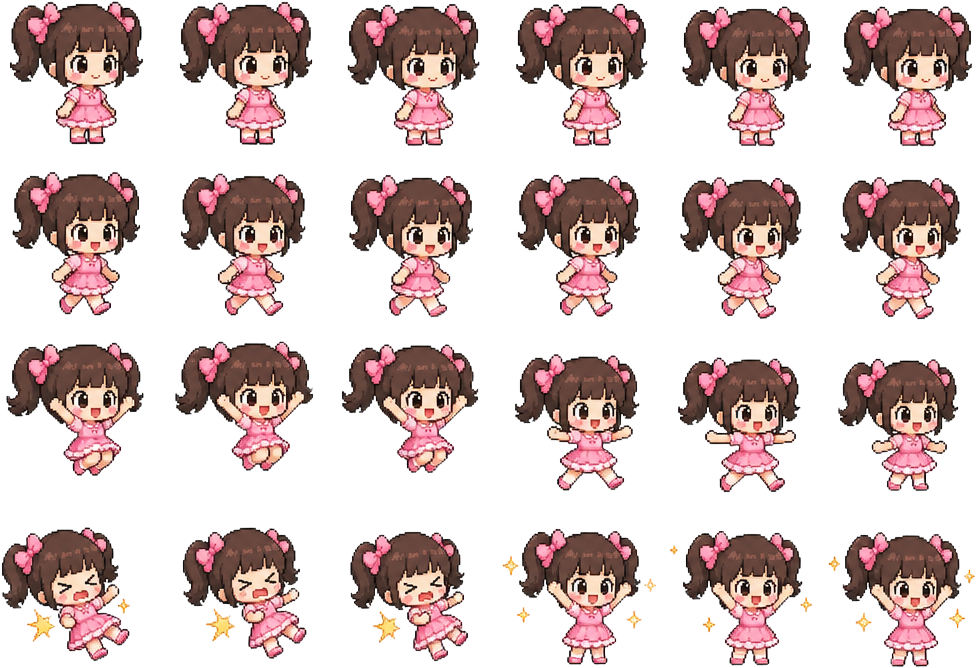 Pinku Chibi Girl Sprite Sheet Alpha