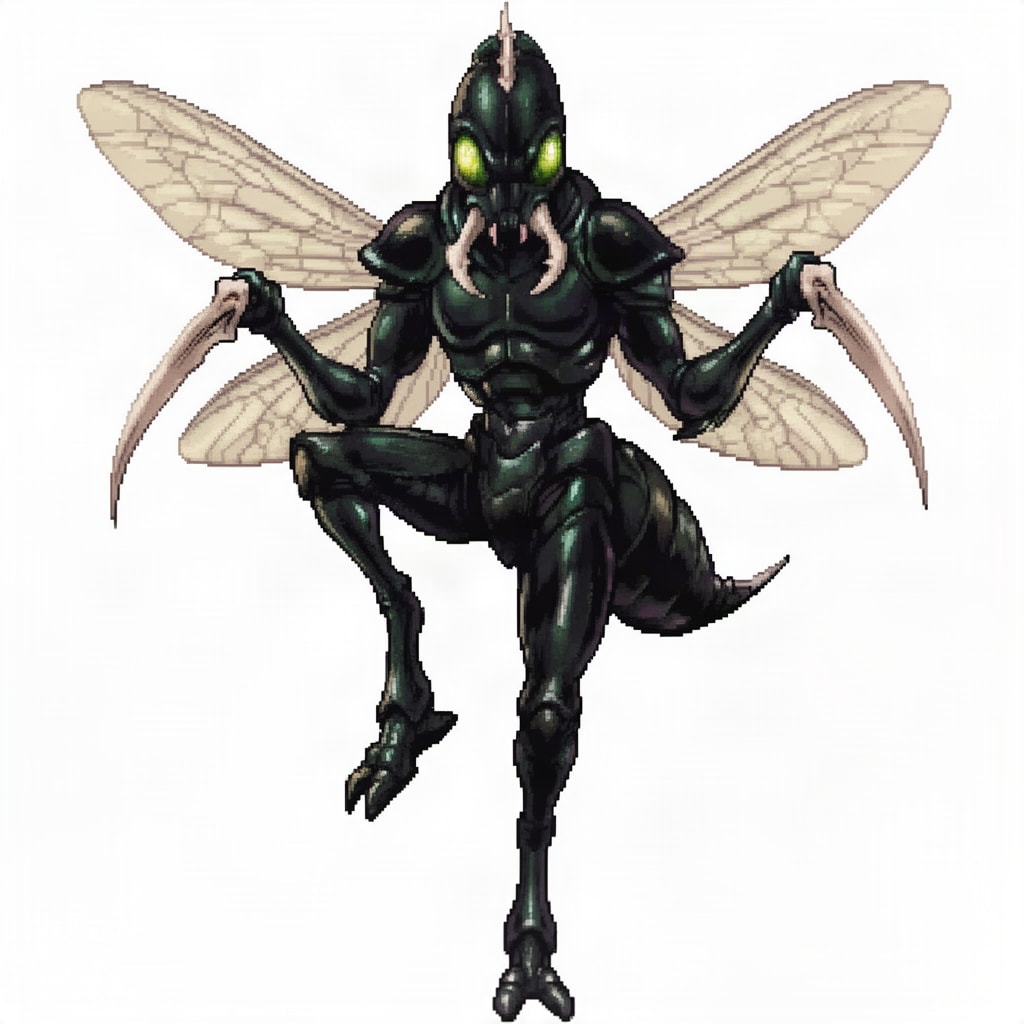 Image: Same exact character as in the reference pixel-art
