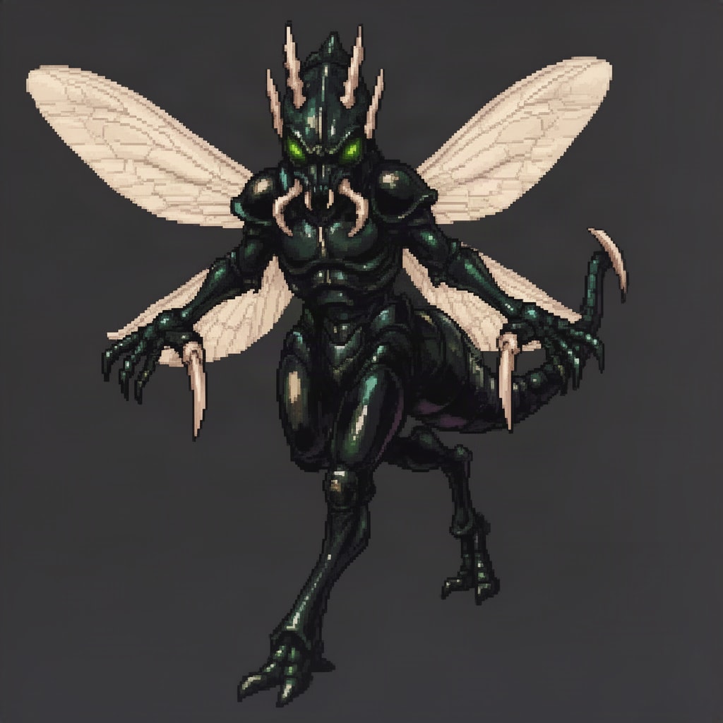 Image: Same exact character as in the reference pixel-art