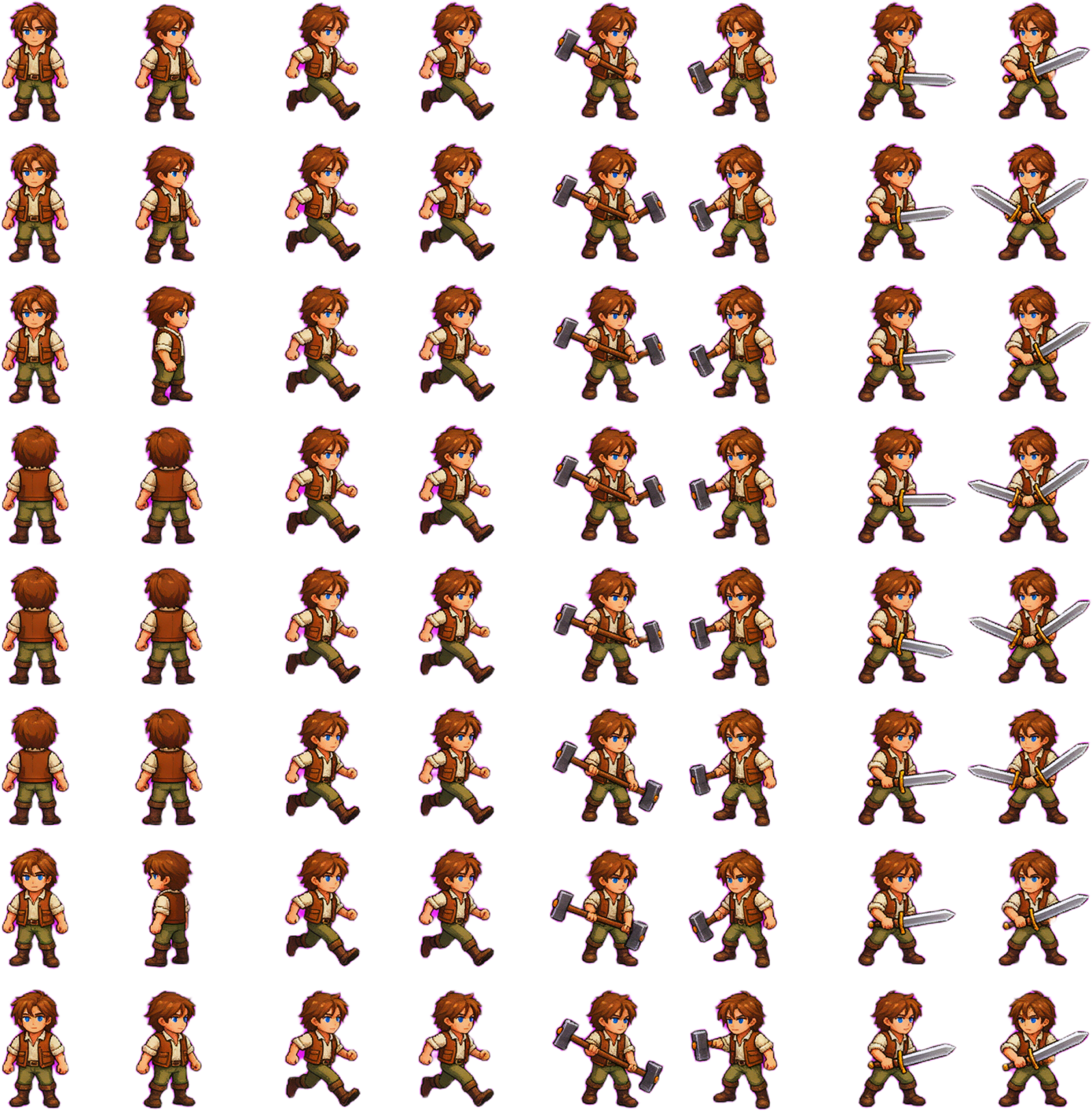 Isometric Character Four-Animation Sprite Sheet