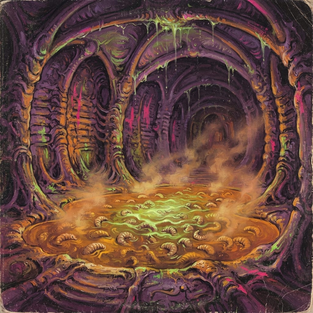Image: Painted paperback cover art in the vein of Frank F