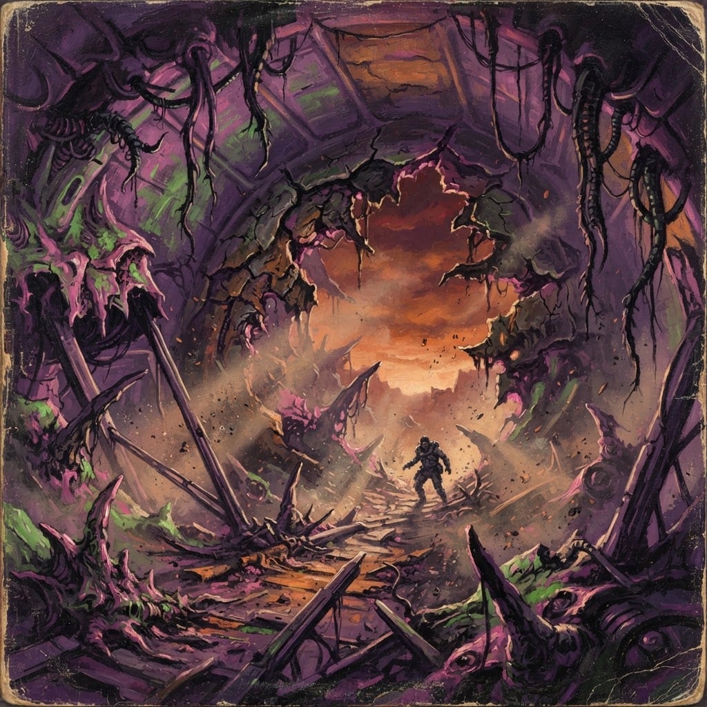 Image: Painted paperback cover art in the vein of Frank F