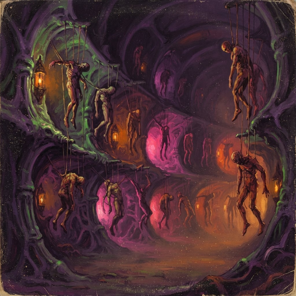 Image: Painted paperback cover art in the vein of Frank F