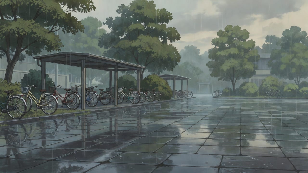 VN Background - Rainy Courtyard