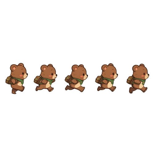 Cute Bear Running Sprite Strip