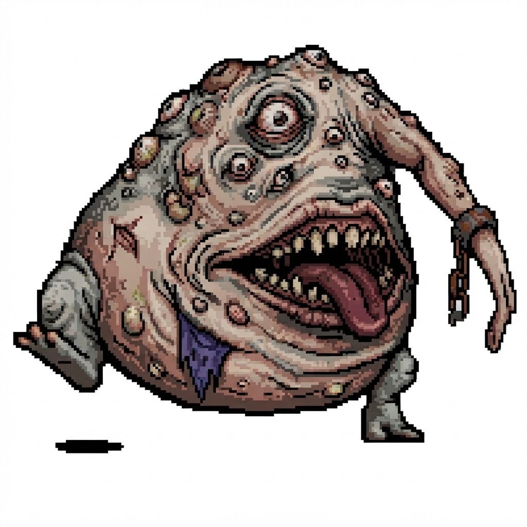 Image: Retro pixel-art enemy sprite for a first-person du