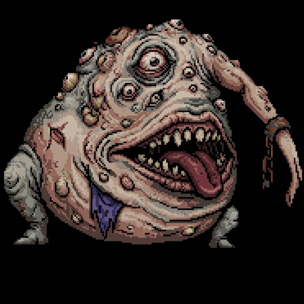 Image: Retro pixel-art enemy sprite for a first-person du