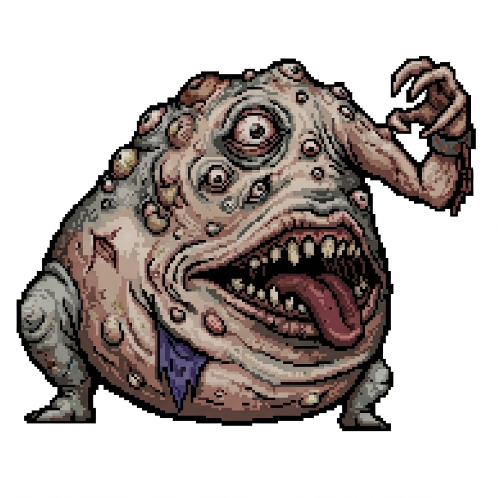 Image: Retro pixel-art enemy sprite for a first-person du
