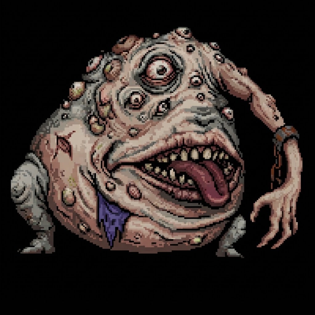 Image: Retro pixel-art enemy sprite for a first-person du