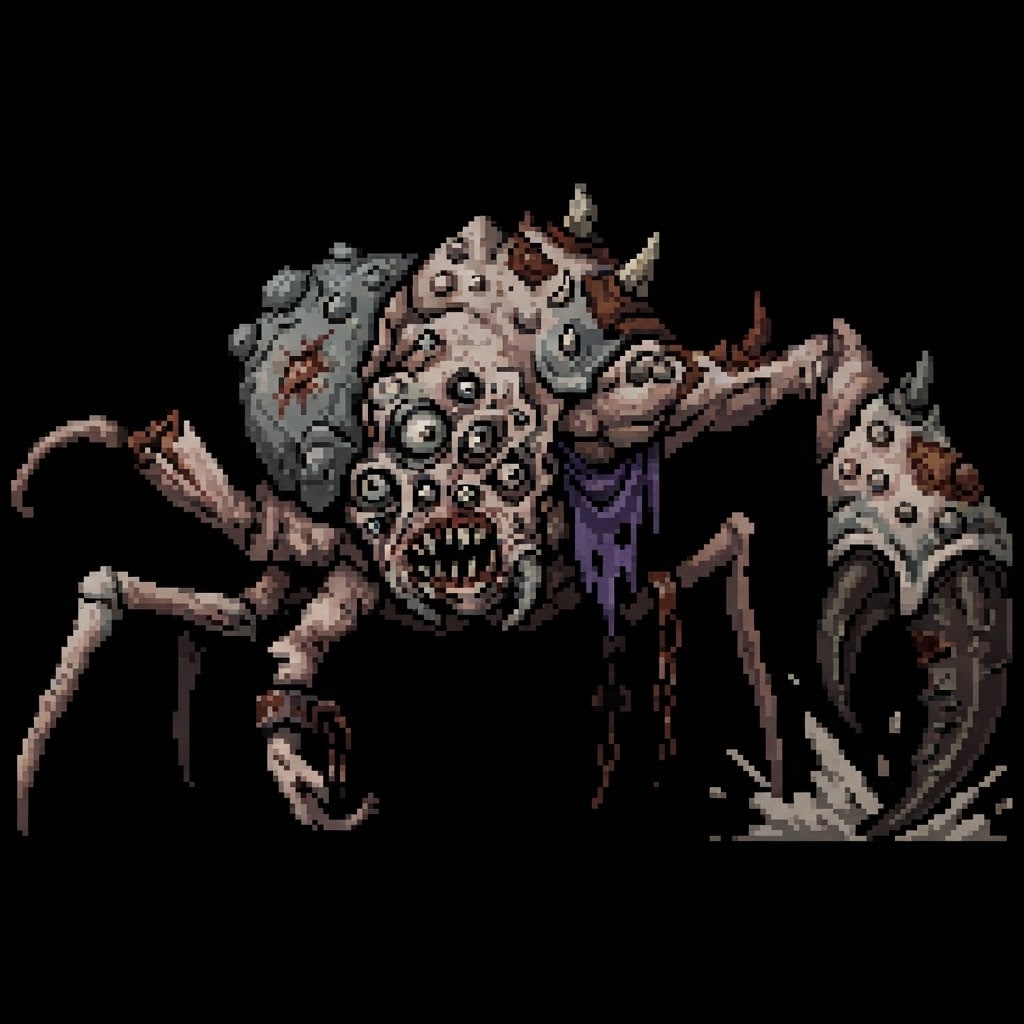 Image: Retro pixel-art enemy sprite for a first-person du